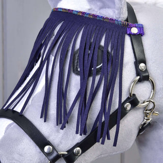 Halter black with lila fringes