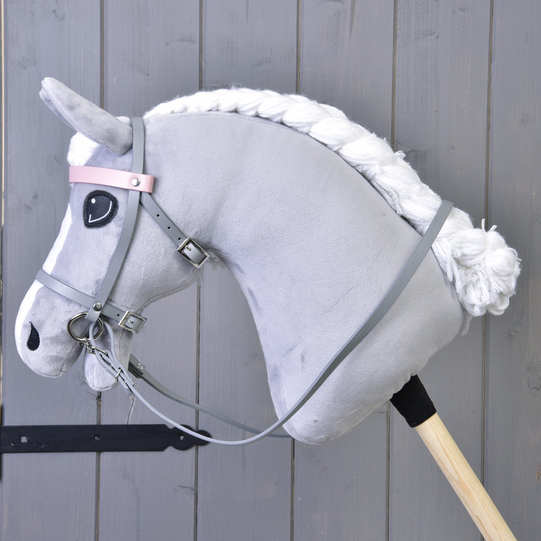 Grey leatherette set - bridle, reins and martingale