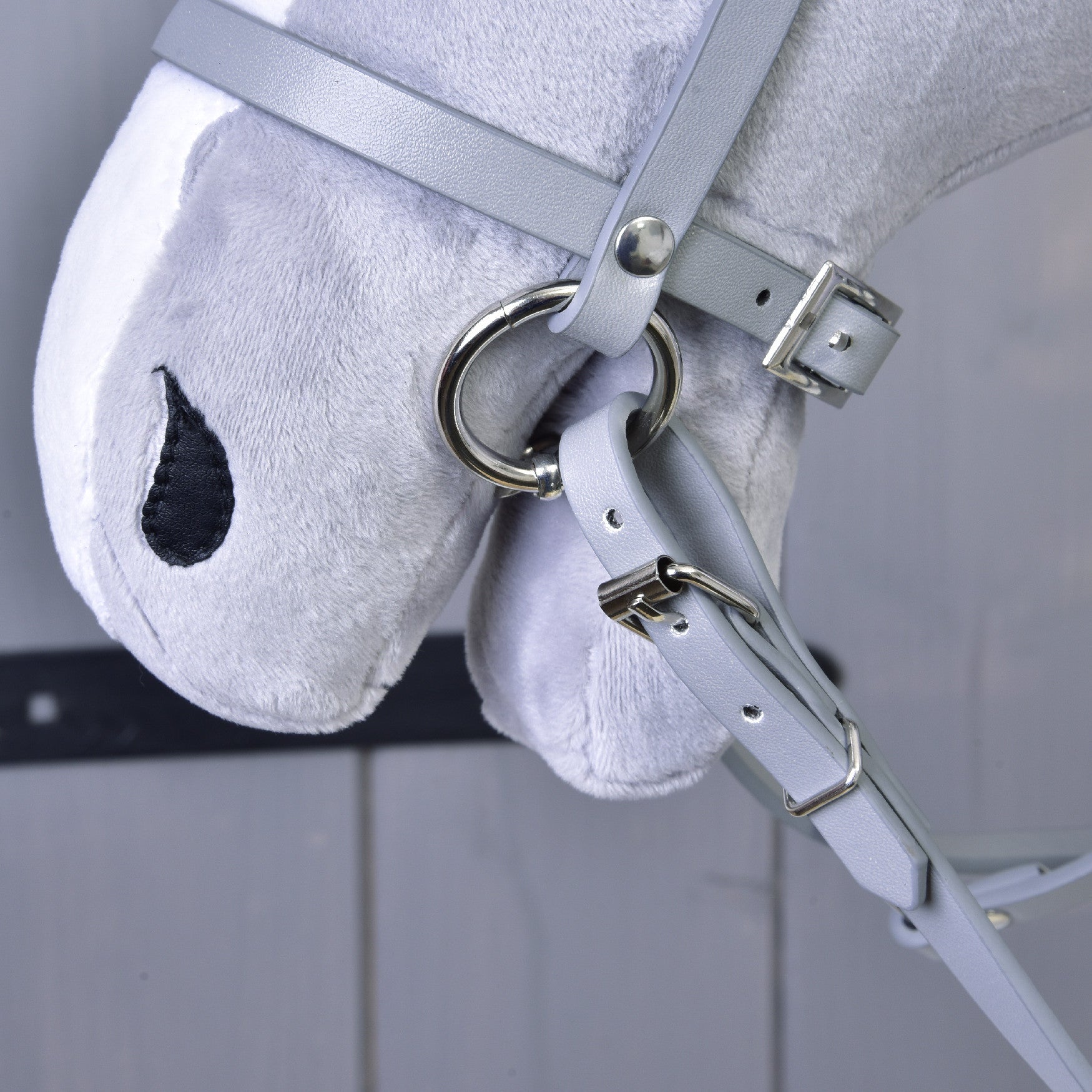 Grey leatherette set - bridle, reins and martingale