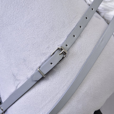 Grey leatherette set - bridle, reins and martingale (size M) 2